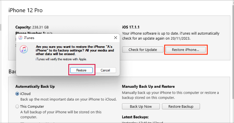 restore your iphone with itunes