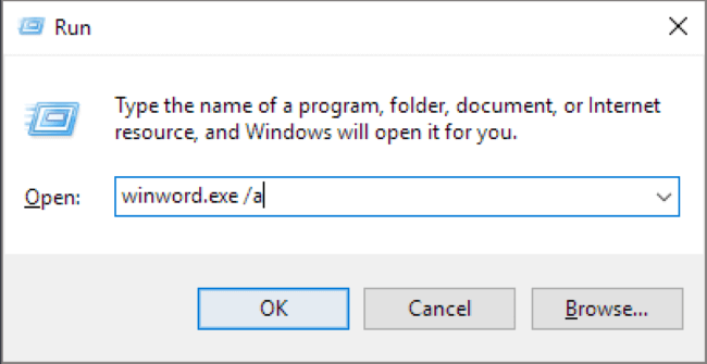 run Word file in default settings