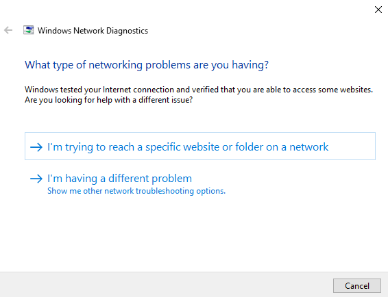 running windows network diagnostics