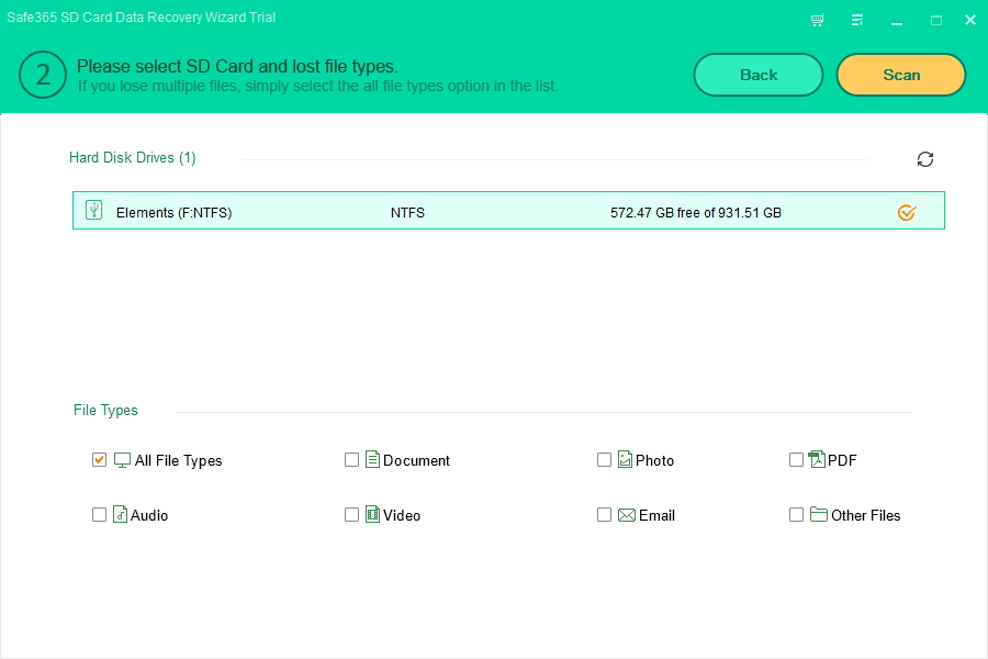 scan sd card with safe 365