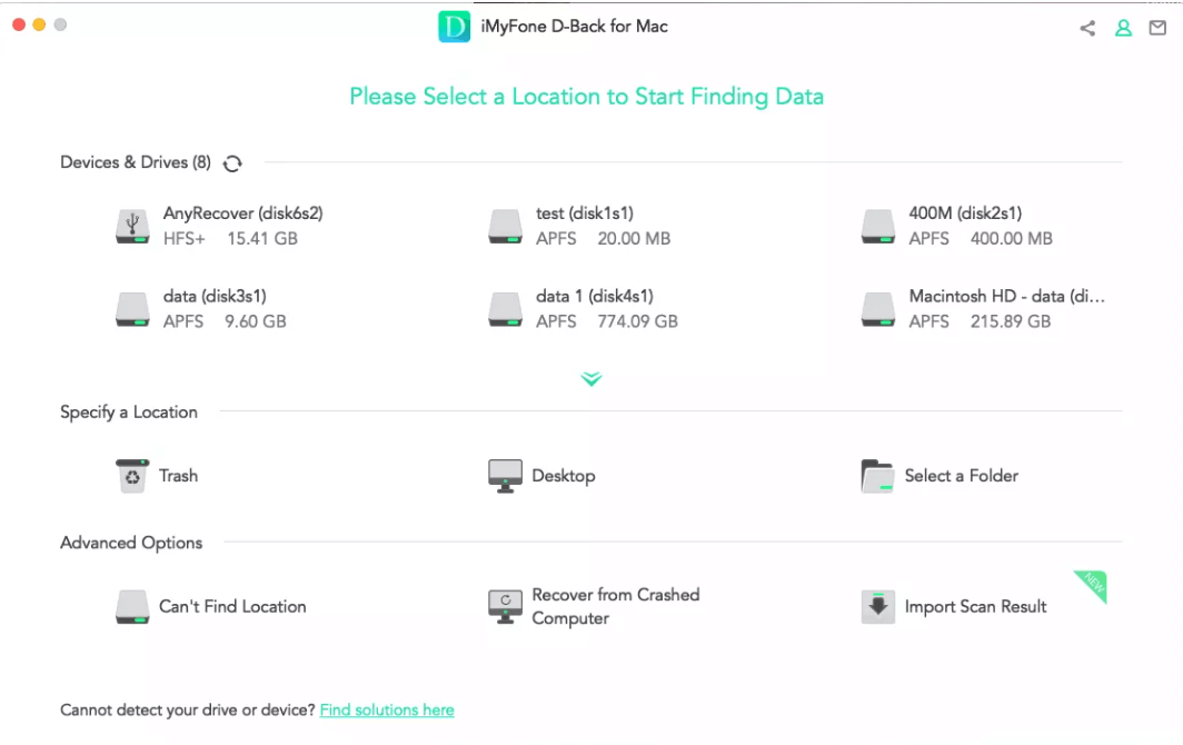 scan the selected drive