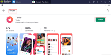 search install tinder on bluestacks