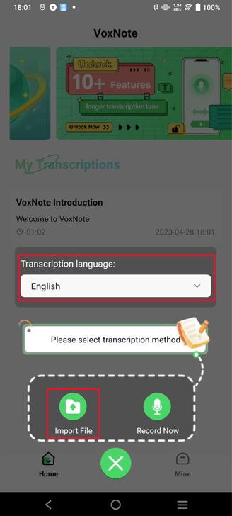 select file transcription