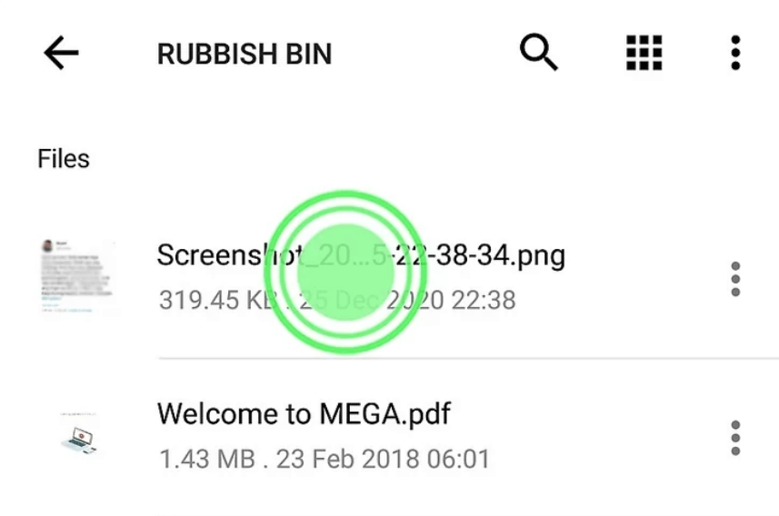 select the files in Android Mega