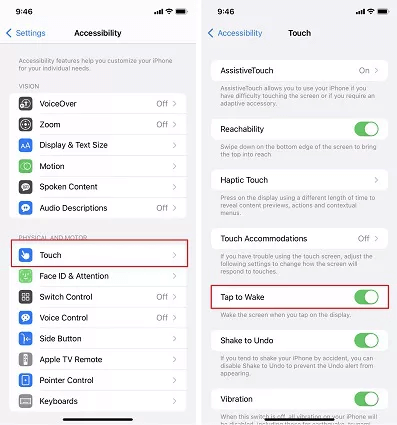 settings accessibility tap to wake to fix how to turn iphone light off