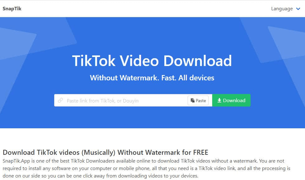 tiktok video download snaptik