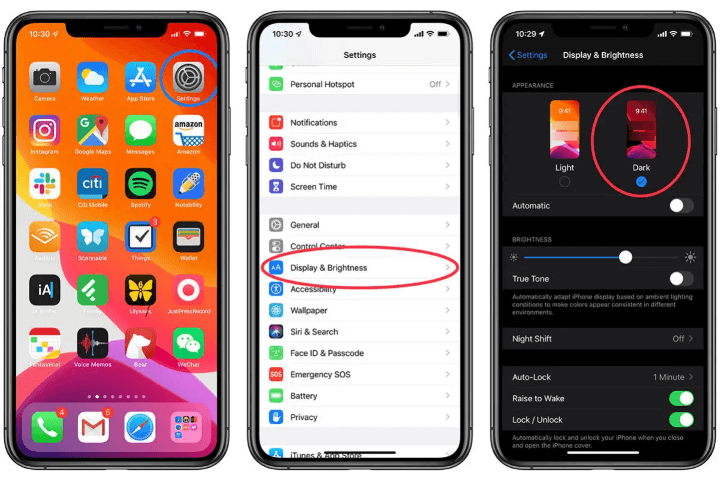 turn off dark mode on iphone