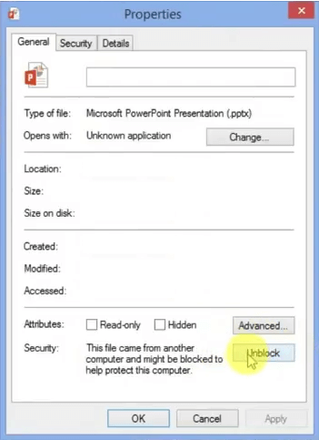 unblock powerpoint file