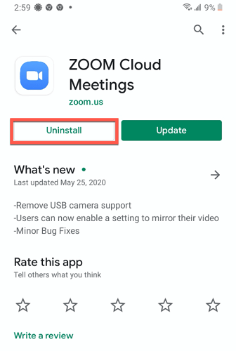 uninstall zoom on phone