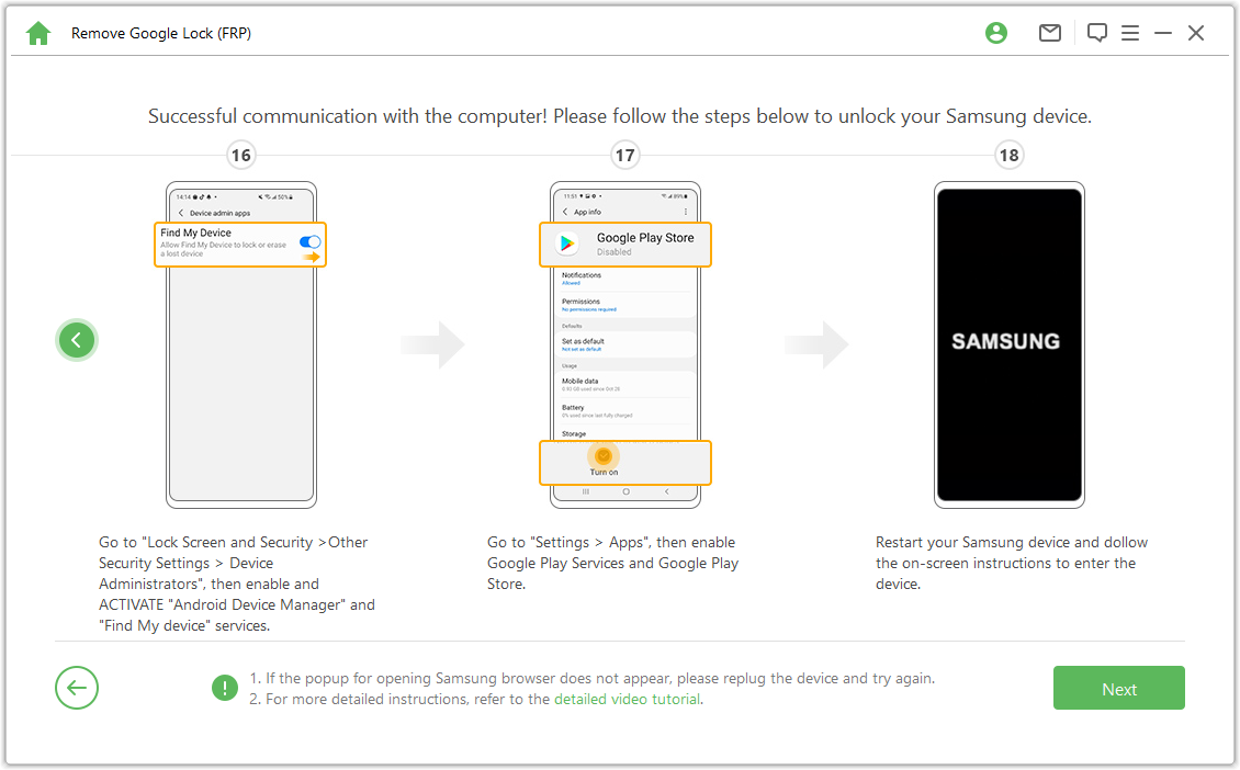 enable Google Play Services and Google Play Store