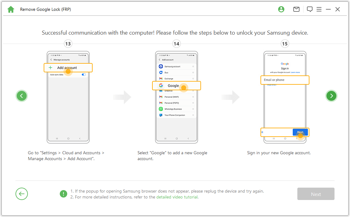 sign in your new Google account