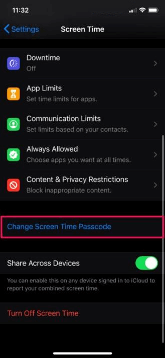 unlock iphone change screen time passcode