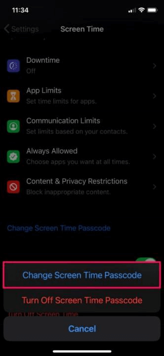 unlock iphone change screen time passcode2