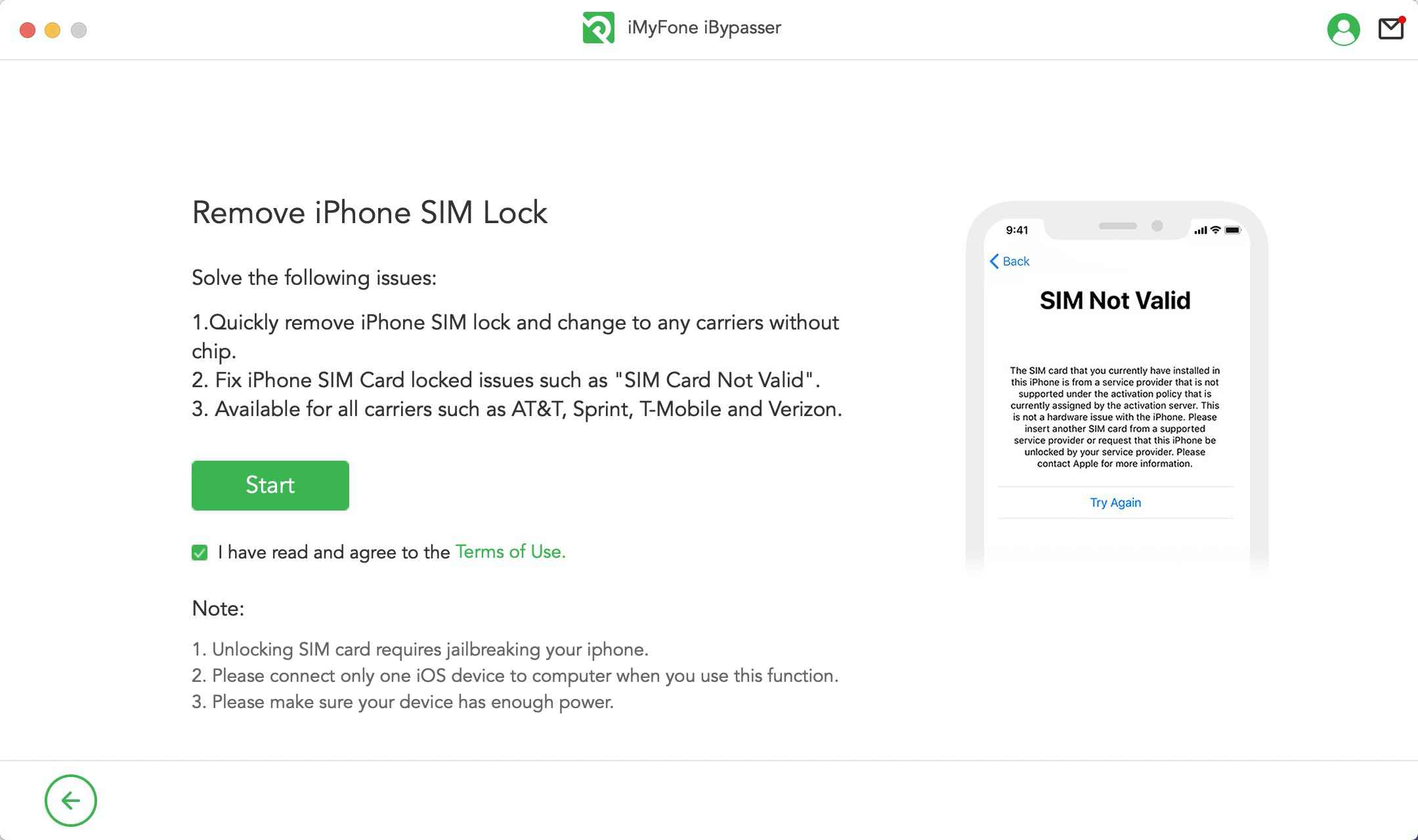 start to remove iphone sim lock