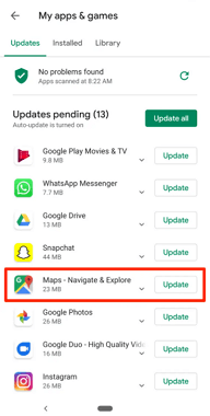 Update Google Maps application