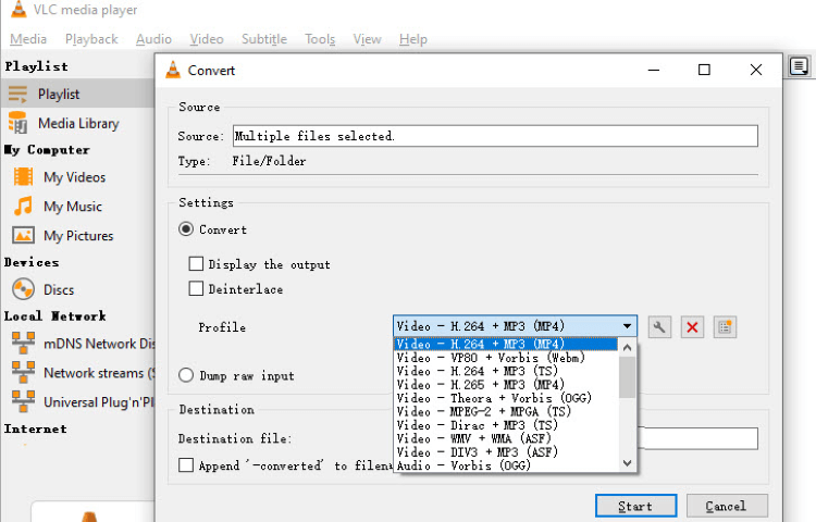 vlc compress video