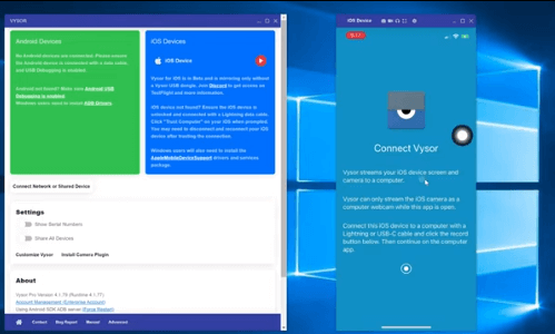 use vysor to cast iphone screen on a pc