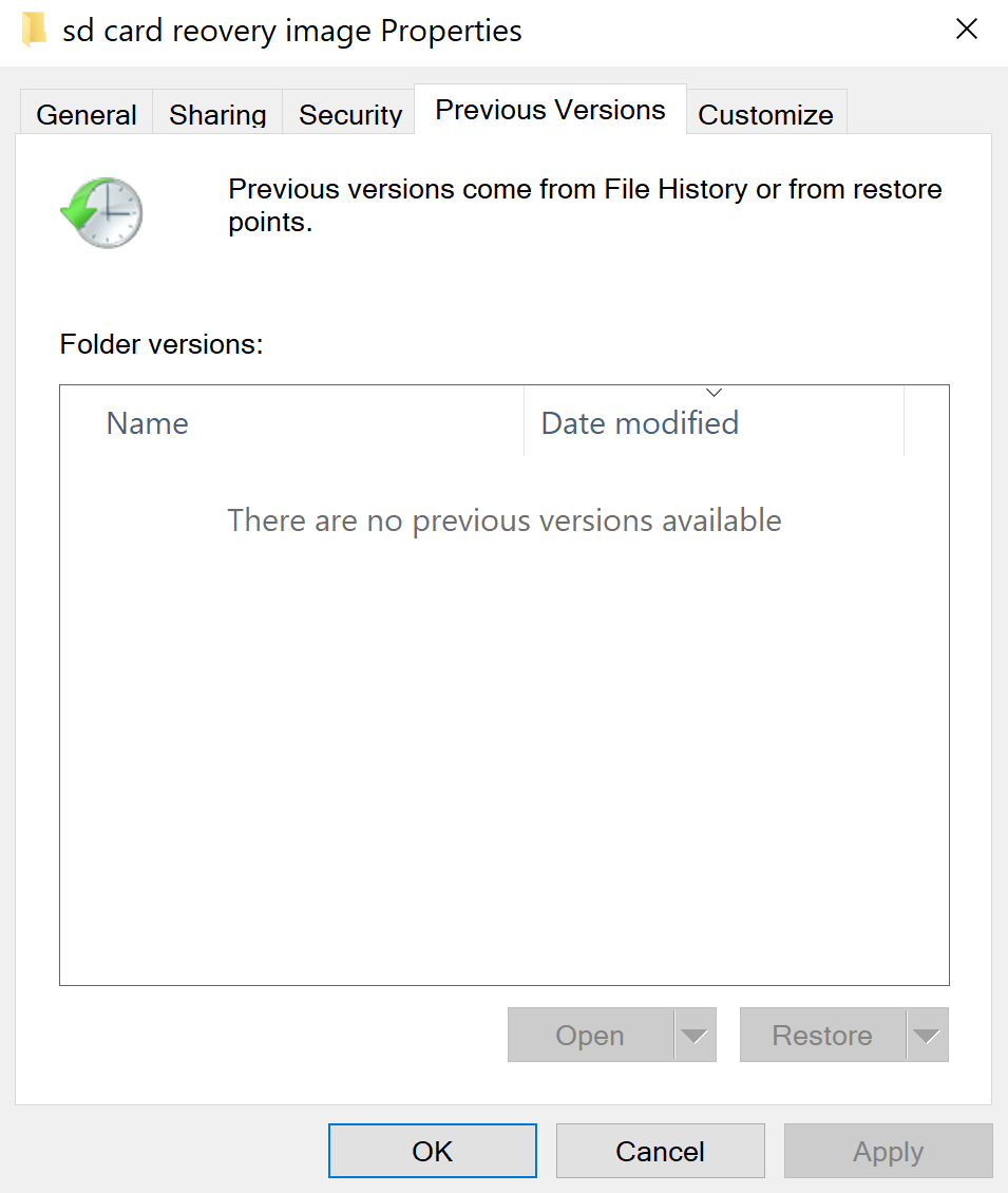 Restore Previous Versions